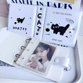 Black & White Cat PU Leather Photocard Binder – 1-Pocket Instax & Kpop Card Storage Album