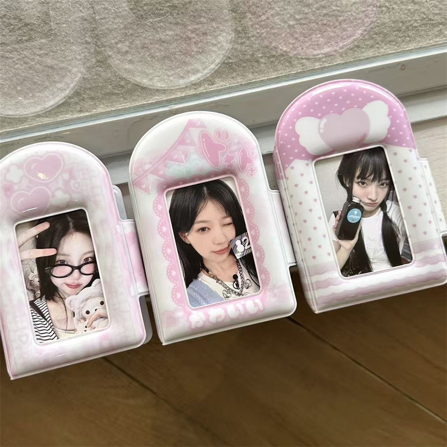 Pink Aesthetic Heart Wings Photocard Binder – 3-Inch 1-Pocket Instax & Kpop Idol Card Album