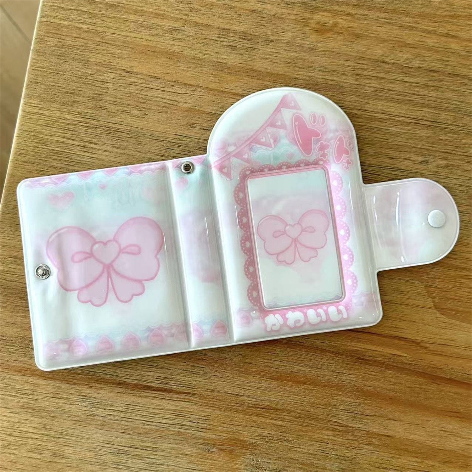 Pink Aesthetic Heart Wings Photocard Binder – 3-Inch 1-Pocket Instax & Kpop Idol Card Album